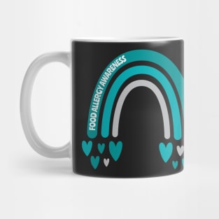 Food Allergy Awareness Rainbow with hearts Mug